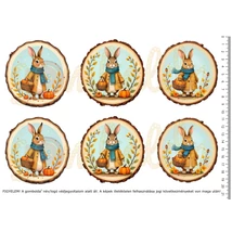 Mintás barkácsfilc - őszi nyuszik faszeleteken - nagy