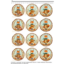 Mintás barkácsfilc - őszi rókák faszeleteken - kicsi Mintás barkácsfilc - őszi rókák faszeleteken - kicsi