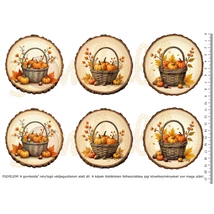 Mintás barkácsfilc - őszi tökök faszeleteken - nagy