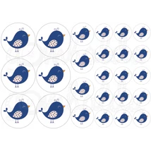 Ovis jel mintás barkácsfilc - kék madár