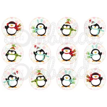 Mintás barkácsfilc - vidám pingvinek hópelyhes körökben Mintás barkácsfilc - vidám pingvinek hópelyhes körökben