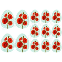 Mintás barkácsfilc - pipacsok menta pöttyös tojásokon Mintás barkácsfilc - pipacsok menta pöttyös tojásokon