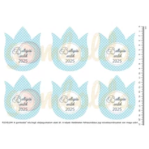 Mintás barkácsfilc - pöttyös tulipánok - Ballagási emlék - kék Mintás barkácsfilc - pöttyös tulipánok - Ballagási emlék - kék