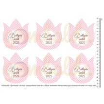 Mintás barkácsfilc - pöttyös tulipánok - Ballagási emlék - rózsaszín Mintás barkácsfilc - pöttyös tulipánok - Ballagási emlék - rózsaszín