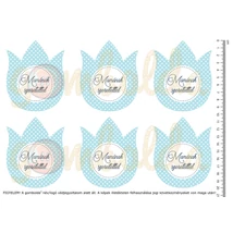 Mintás barkácsfilc - pöttyös tulipánok - Mamának - kék Mintás barkácsfilc - pöttyös tulipánok - Mamának - kék