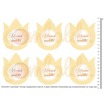 Mintás barkácsfilc - pöttyös tulipánok - Mamának - sárga Mintás barkácsfilc - pöttyös tulipánok - Mamának - sárga