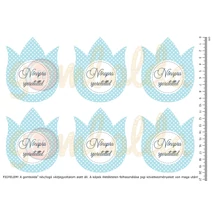 Mintás barkácsfilc - pöttyös tulipánok - nőnapra - kék Mintás barkácsfilc - pöttyös tulipánok - nőnapra - kék