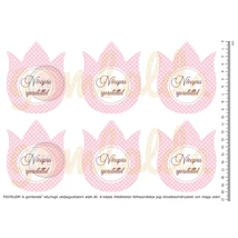 Mintás barkácsfilc - pöttyös tulipánok - nőnapra - rózsaszín