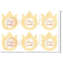 Mintás barkácsfilc - pöttyös tulipánok - nőnapra - sárga Mintás barkácsfilc - pöttyös tulipánok - nőnapra - sárga