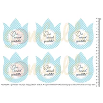 Mintás barkácsfilc - pöttyös tulipánok - Óvó néninek - kék Mintás barkácsfilc - pöttyös tulipánok - Óvó néninek - kék