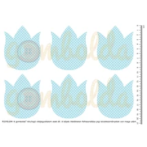 Mintás barkácsfilc - pöttyös tulipánok - sima - kék Mintás barkácsfilc - pöttyös tulipánok - sima - kék