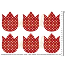 Mintás barkácsfilc - pöttyös tulipánok - sima - piros Mintás barkácsfilc - pöttyös tulipánok - sima - piros
