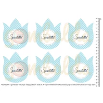 Mintás barkácsfilc - pöttyös tulipánok - Szeretettel - kék