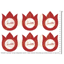 Mintás barkácsfilc - pöttyös tulipánok - Szeretettel - piros Mintás barkácsfilc - pöttyös tulipánok - Szeretettel - piros