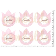 Mintás barkácsfilc - pöttyös tulipánok - Szeretettel - rózsaszín