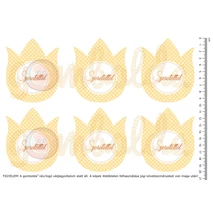 Mintás barkácsfilc - pöttyös tulipánok - Szeretettel - sárga