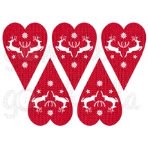 Mintás barkácsfilc - rénszarvasok kötött szívekben - piros Mintás barkácsfilc - rénszarvasok kötött szívekben - piros