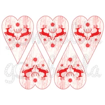 Mintás barkácsfilc - rénszarvasok szívekben - piros Mintás barkácsfilc - rénszarvasok szívekben - piros