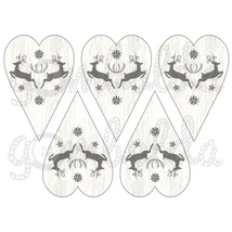 Mintás barkácsfilc - rénszarvasok szívekben - szürke