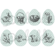 Mintás barkácsfilc - rajzolt húsvét pöttyös tojásokon - menta szürke