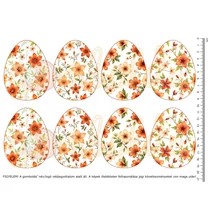 Mintás barkácsfilc - rozsda virágos tojások