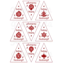 Mintás barkácsfilc - Scandi Christmas piros - fenyő díszek