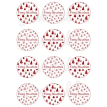 Mintás barkácsfilc - Scandi Christmas piros - Merry Christmas körökben