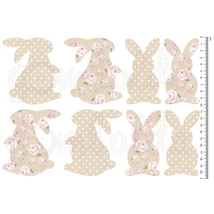 Mintás barkácsfilc - shabby chic nyuszik - cappuccino