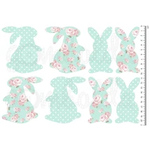 Mintás barkácsfilc - shabby chic nyuszik - menta