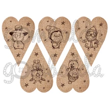 Mintás barkácsfilc - rajzolt karácsonyi figurák juta szívekben