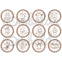 Mintás barkácsfilc - rajzolt karácsonyi figurák - barna Mintás barkácsfilc - rajzolt karácsonyi figurák - barna