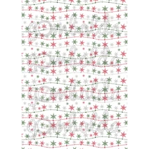 Mintás barkácsfilc - fehér alapon színes hópihék