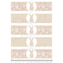 Mintás barkácsfilc - szalvétagyűrű alap - shabby chic nyuszik - cappuccino