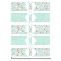 Mintás barkácsfilc - szalvétagyűrű alap - shabby chic nyuszik - menta