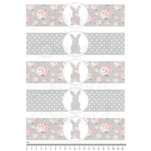 Mintás barkácsfilc - szalvétagyűrű alap - shabby chic nyuszik - szürke