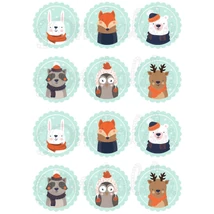 Mintás barkácsfilc - cuki téli állatok menta alapon - pici