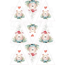 Mintás barkácsfilc - téli barátok - fenyő díszek - maci