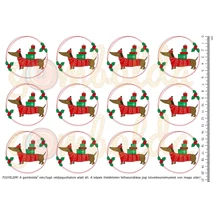 Mintás barkácsfilc - cuki tacskók - karácsonyi piros