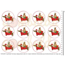 Mintás barkácsfilc - cuki tacskók - mikulás sapkás