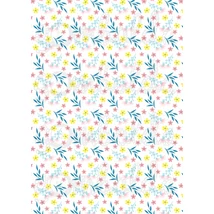 Mintás barkácsfilc - tavaszi virágos minta - fehér alapon