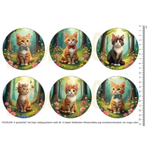 Mintás barkácsfilc - tavaszi cicák - nagy kör