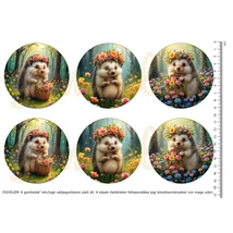 Mintás barkácsfilc - tavaszi sünik - nagy kör