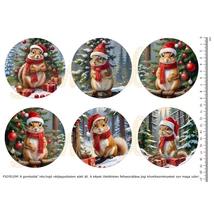 Mintás barkácsfilc - téli mókusok - nagy kör Mintás barkácsfilc - téli mókusok - nagy kör