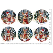 Mintás barkácsfilc - téli nyuszik - nagy kör Mintás barkácsfilc - téli nyuszik - nagy kör