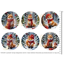 Mintás barkácsfilc - téli rókák - nagy kör