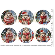 Mintás barkácsfilc - téli sünik - nagy kör Mintás barkácsfilc - téli sünik - nagy kör