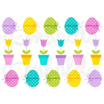Mintás barkácsfilc - pöttyös tojások és tulipánok Mintás barkácsfilc - pöttyös tojások és tulipánok