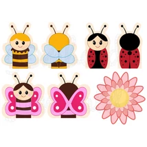 Mintás barkácsfilc - bogárkás ujjbábok