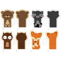 Mintás barkácsfilc - erdei állatok ujjbábok