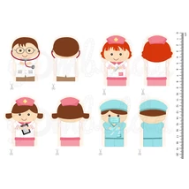 Mintás barkácsfilc - orvos és nővér ujjbábok